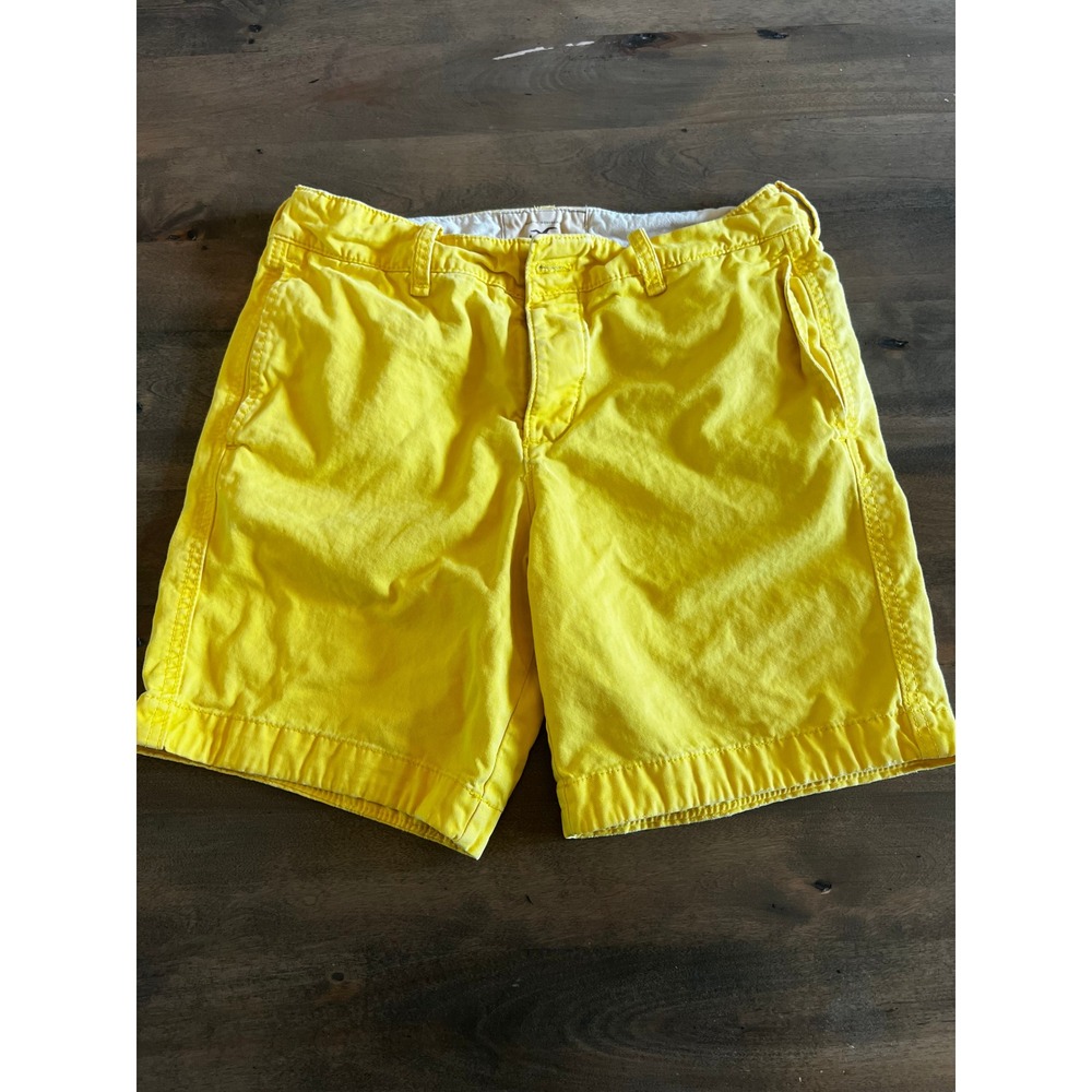 Hollister California Mens Yellow Chino Shorts Size 31 Cotton Twill Button Fly